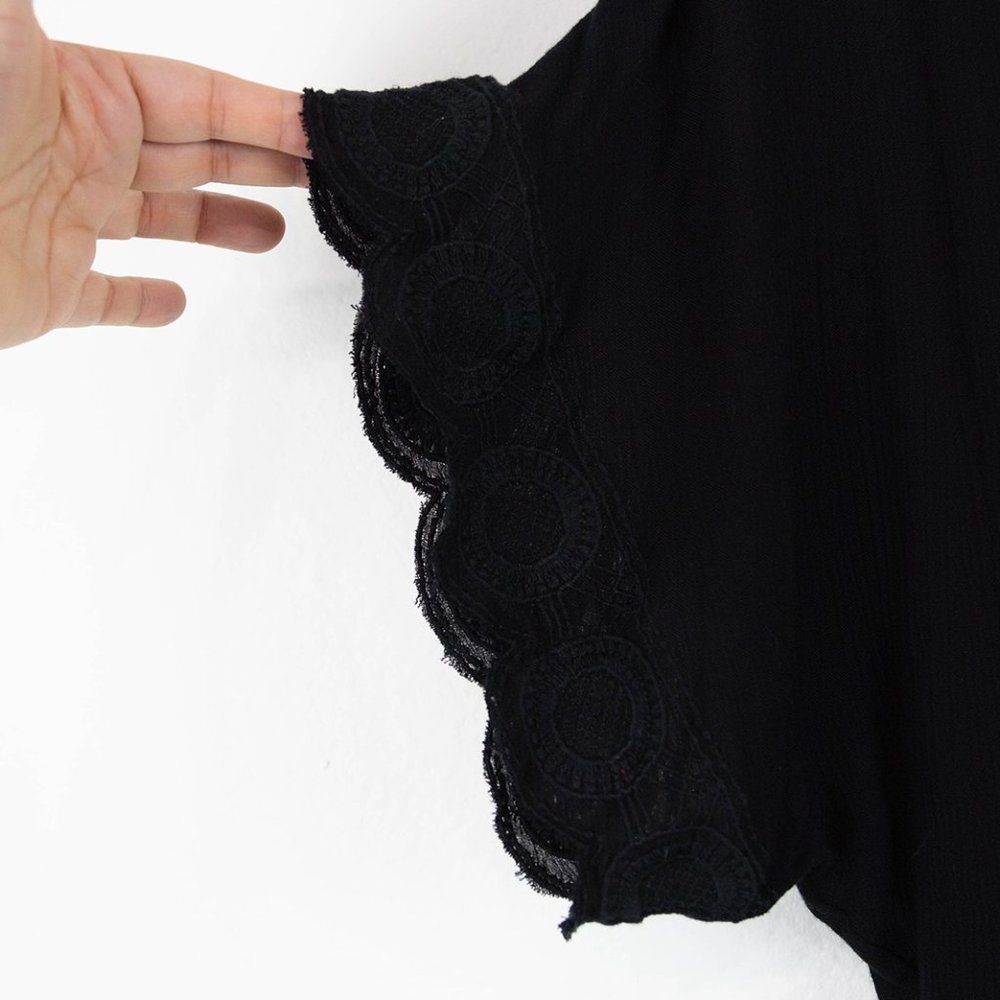 Society Amuse Black Blouse Lace Up Front NWT Small Plus Size Goth - Picture 5 of 7